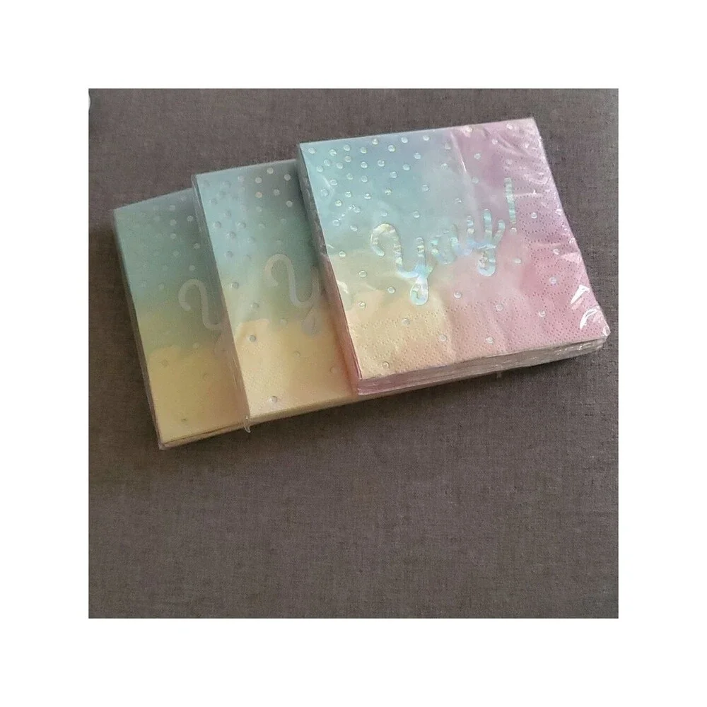 Rainbow Colors 48 Napkins Beverage Size Home party supply size 9.8